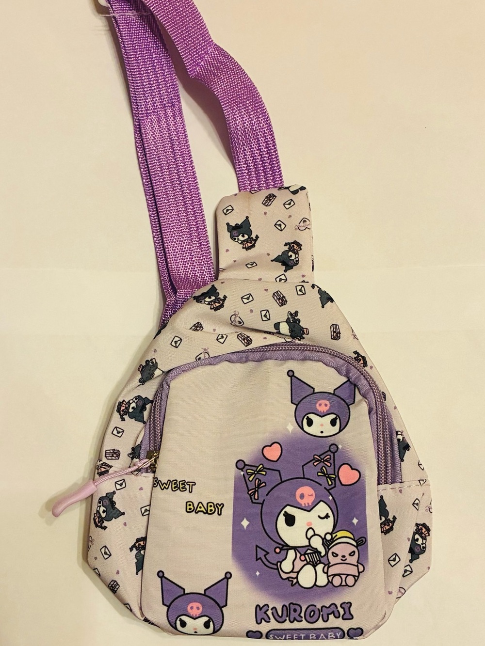 Sanrio Kuromi Small Child Shoulder Sling Bag NEW No Tag - PURPLE BAG
